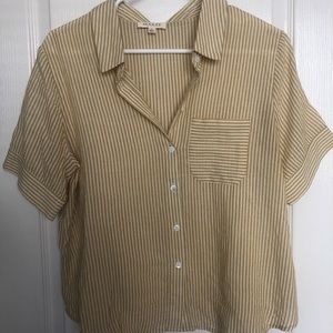 Roolee button-up linen blouse, Yellow and Cream